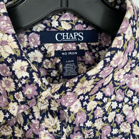 CHAPS CASUAL FLORAL BUTTON DOWN SHIRT - Picture 6 of 9